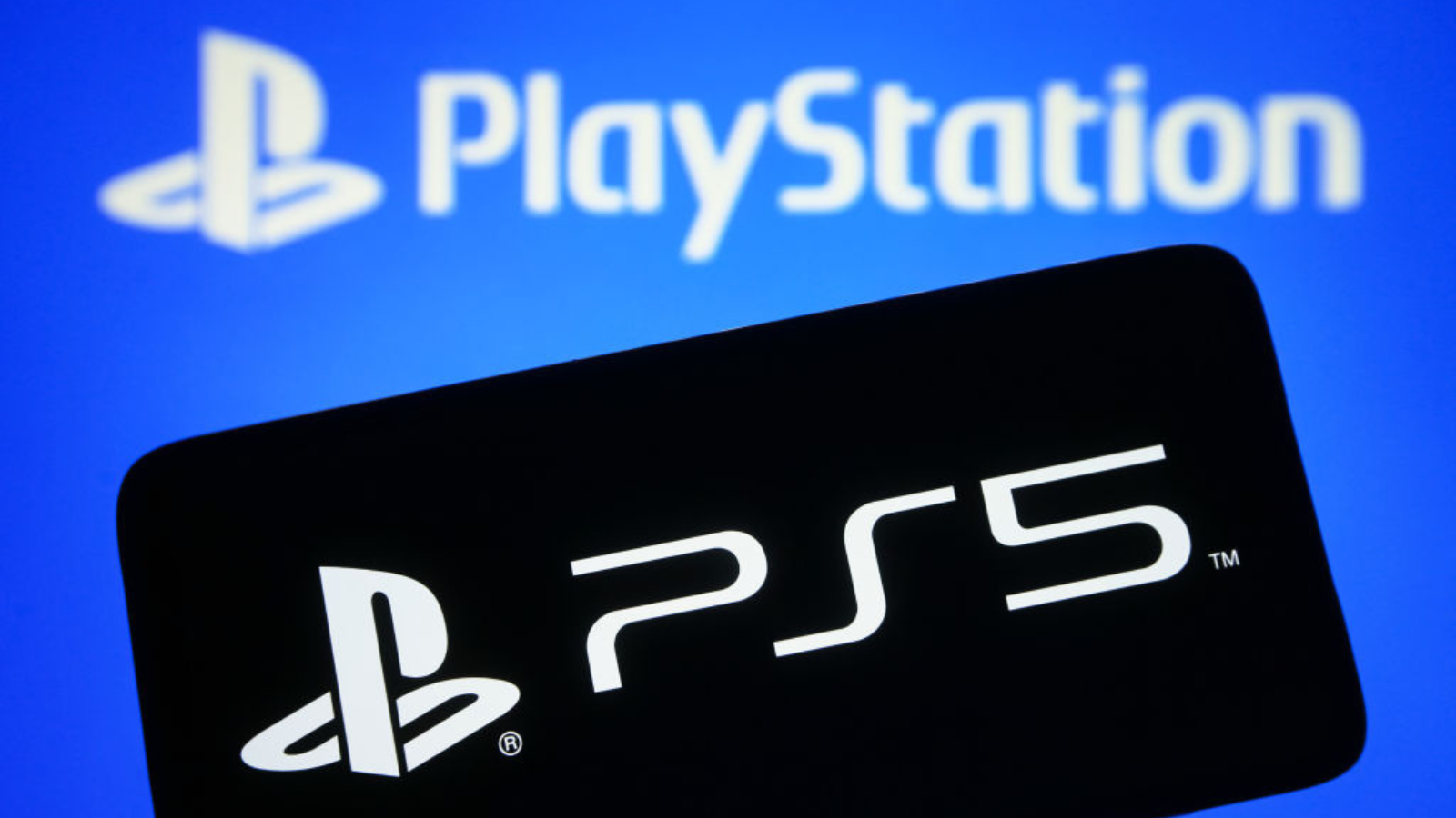 In this photo illustration, PlayStation 5 (PS5) logo is seen on a smartphone screen.