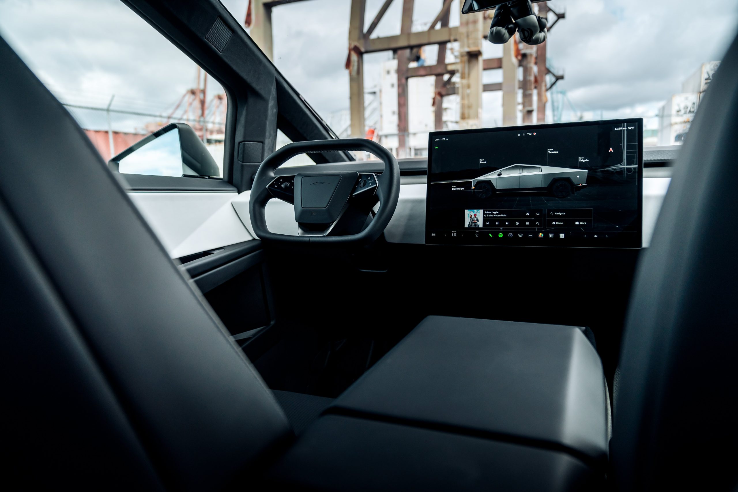 The dashboard screen of a cybertruck.