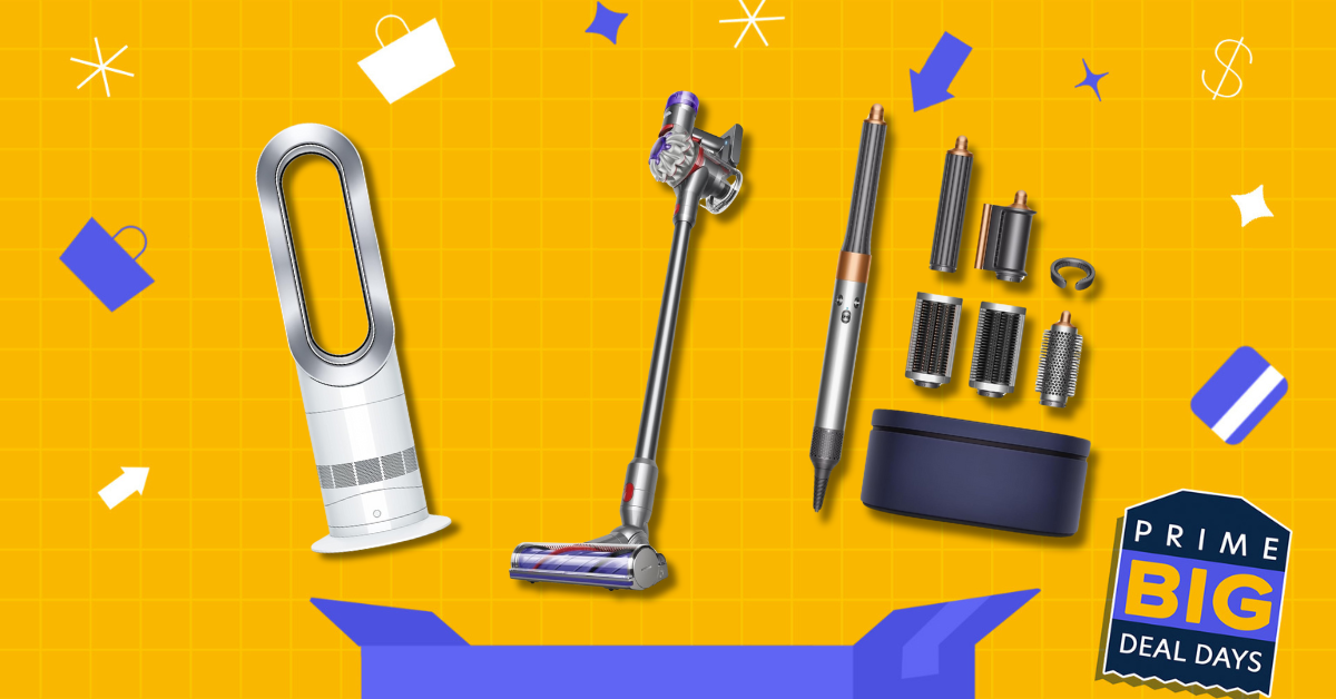 dyson products against a yellow background 