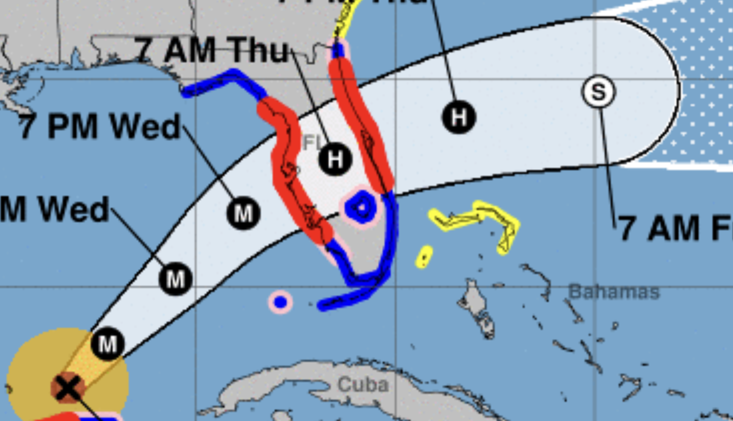 Hurricane Milton's storm track, as forecast on Oct. 8, 2024.