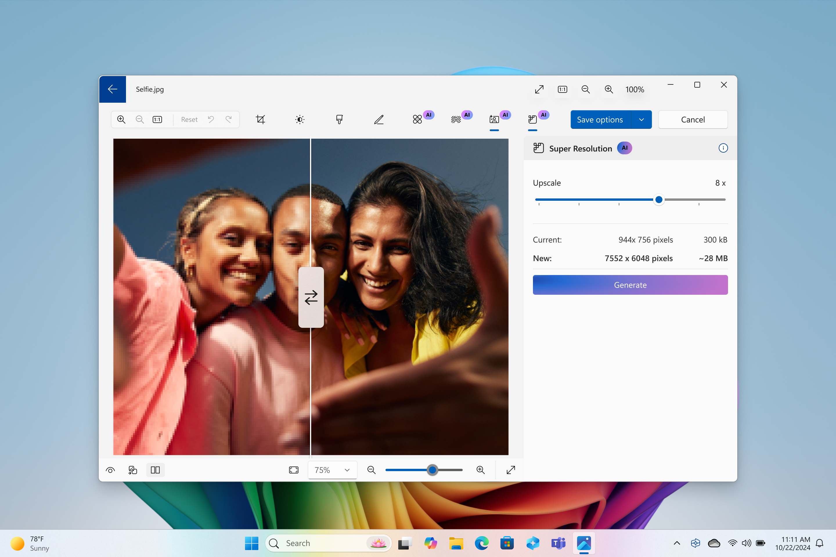 Windows 11 2024 update that features Super Resolution on photos