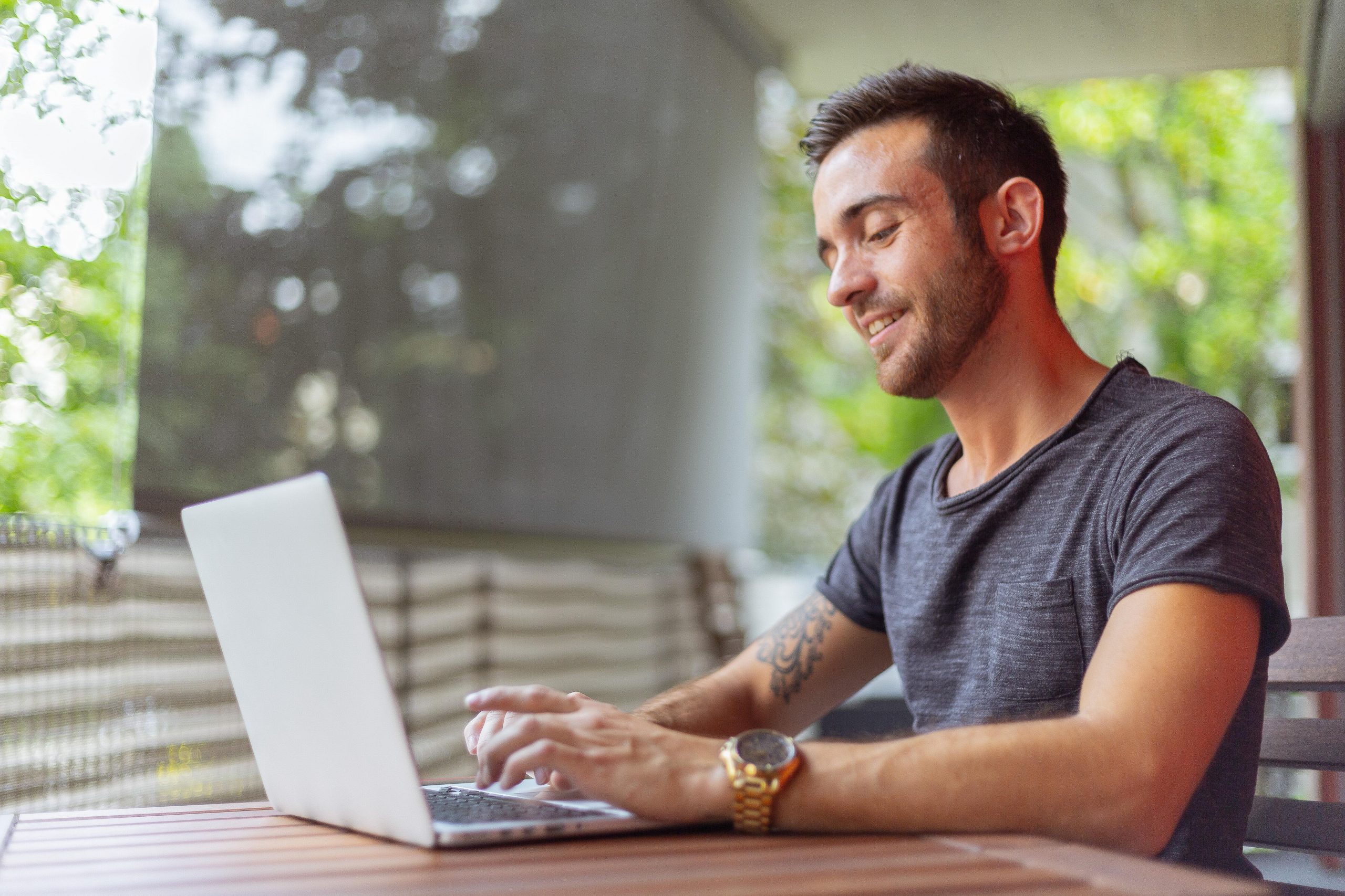 Person looking at laptop