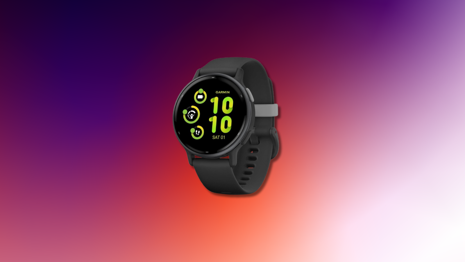 Garmin vivoactive 5 smartwatch on purple background