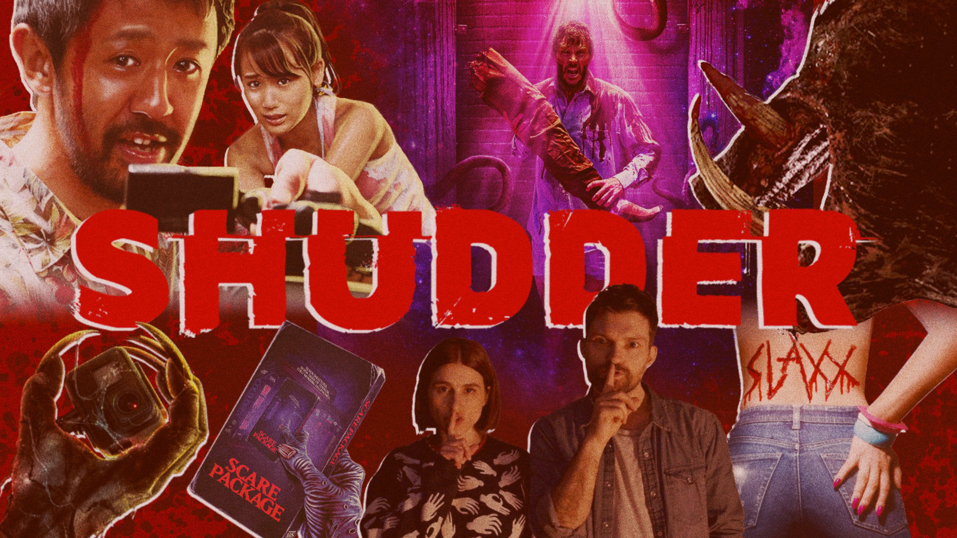 A roundup of monsters and characters from different Shudder horror films.