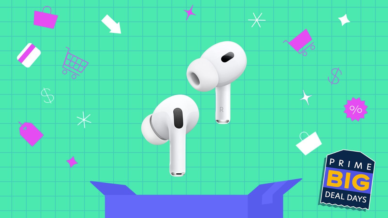 Apple AirPods on Prime Day background