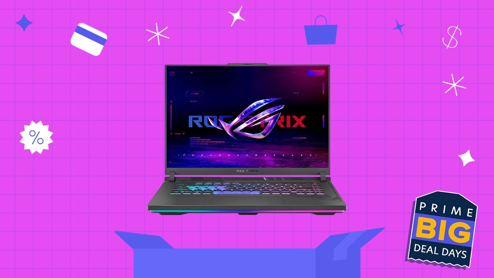 ASUS gaming laptop on Prime Day background