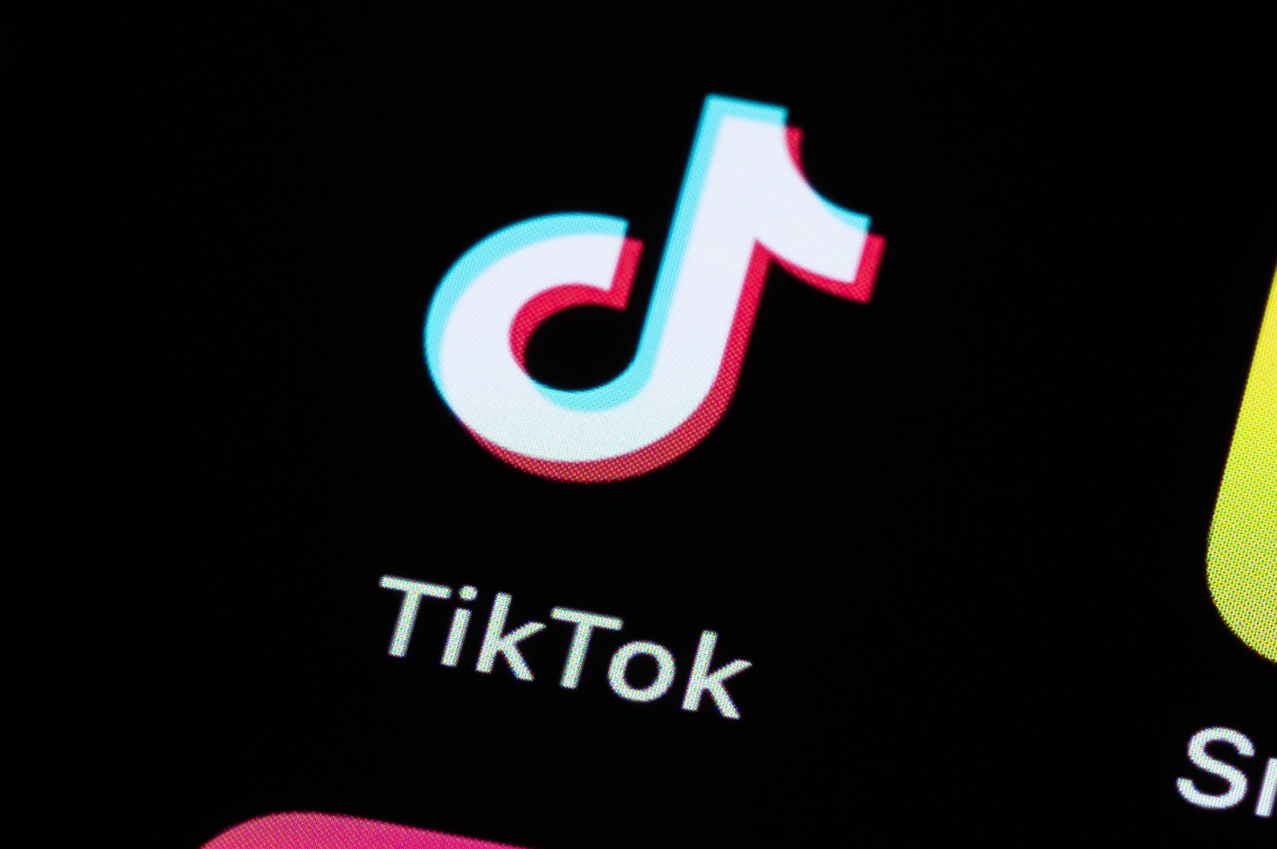 A screen displaying the TikTok label. 