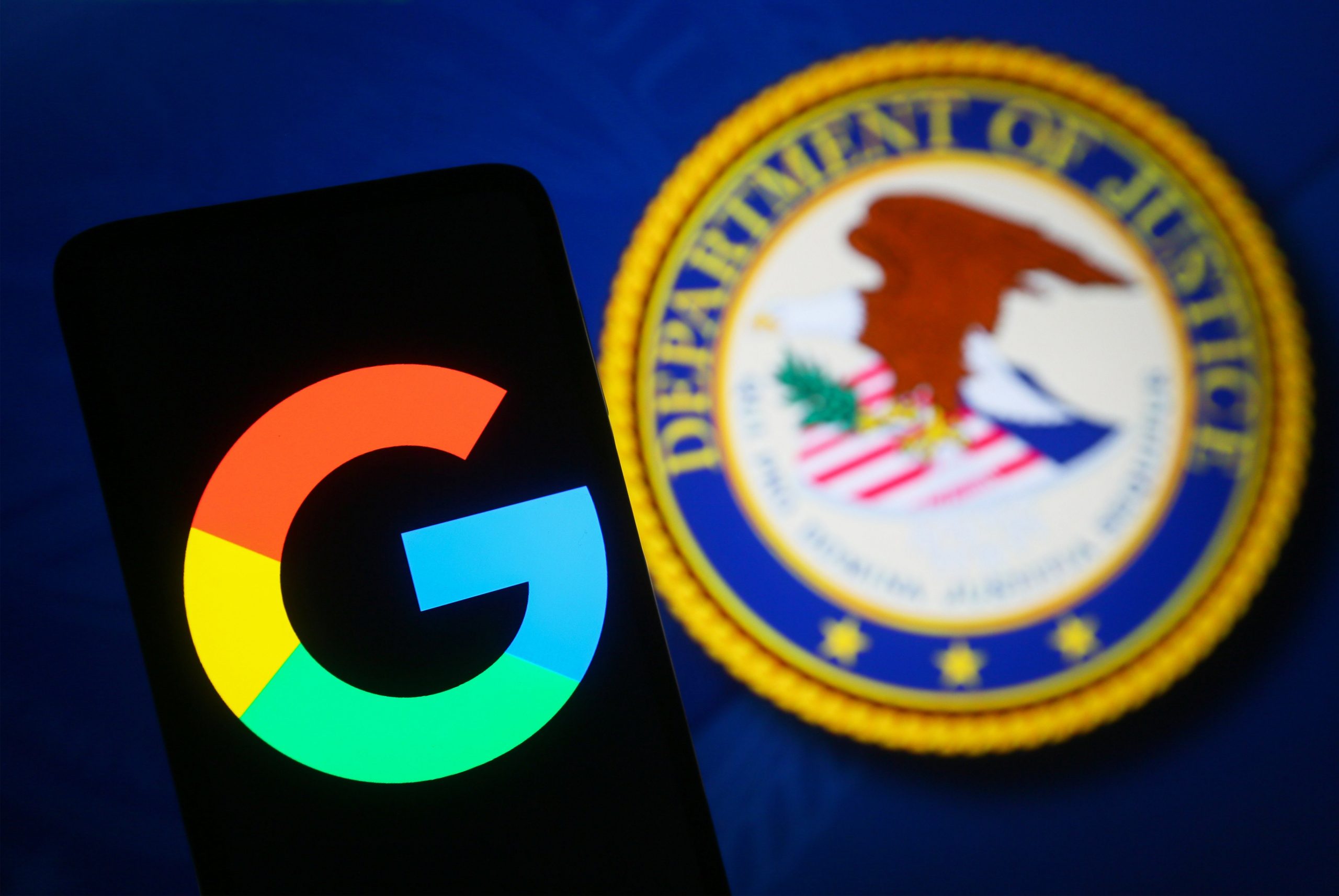 Google and DOJ logos