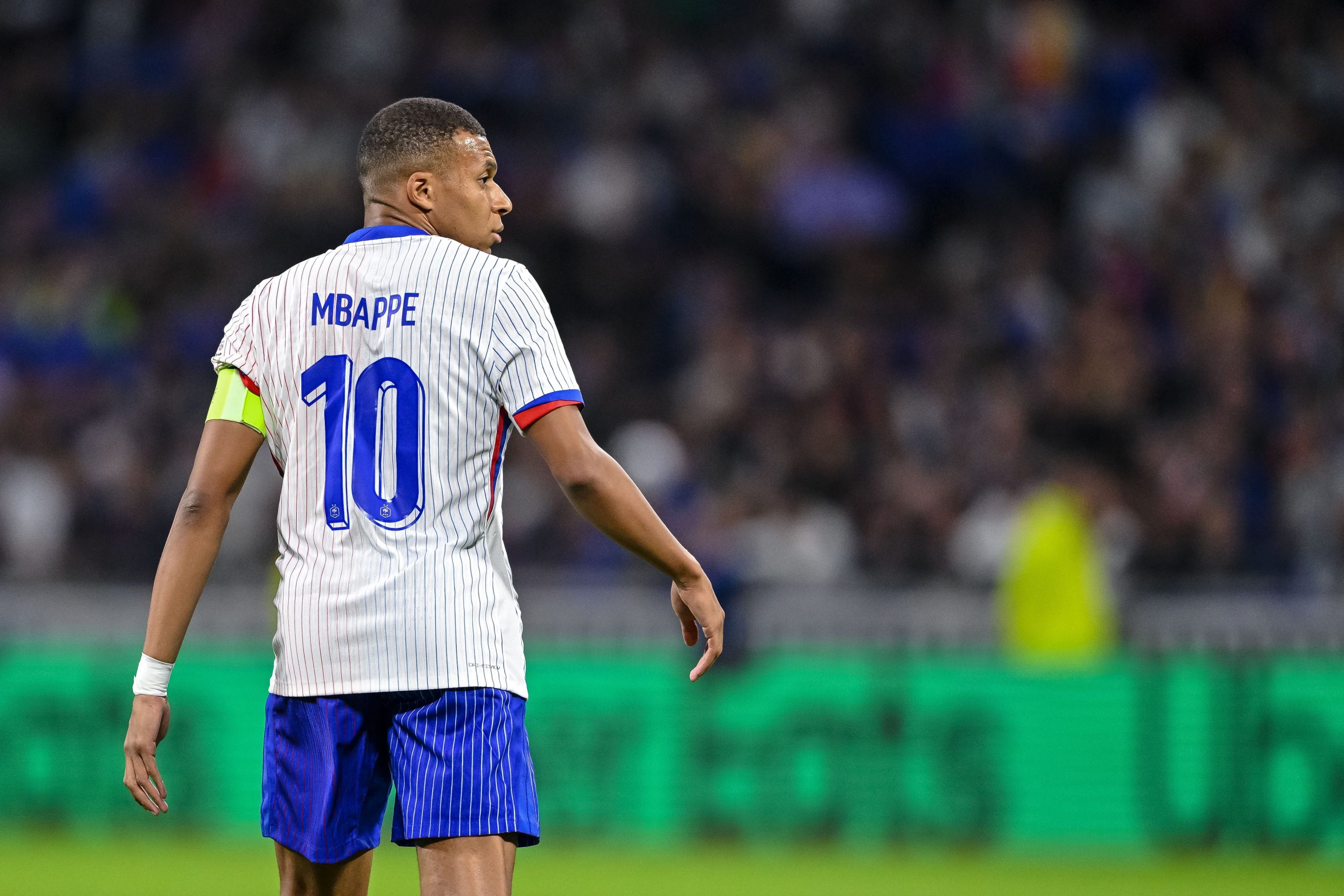 Kylian Mbappé of France looks on