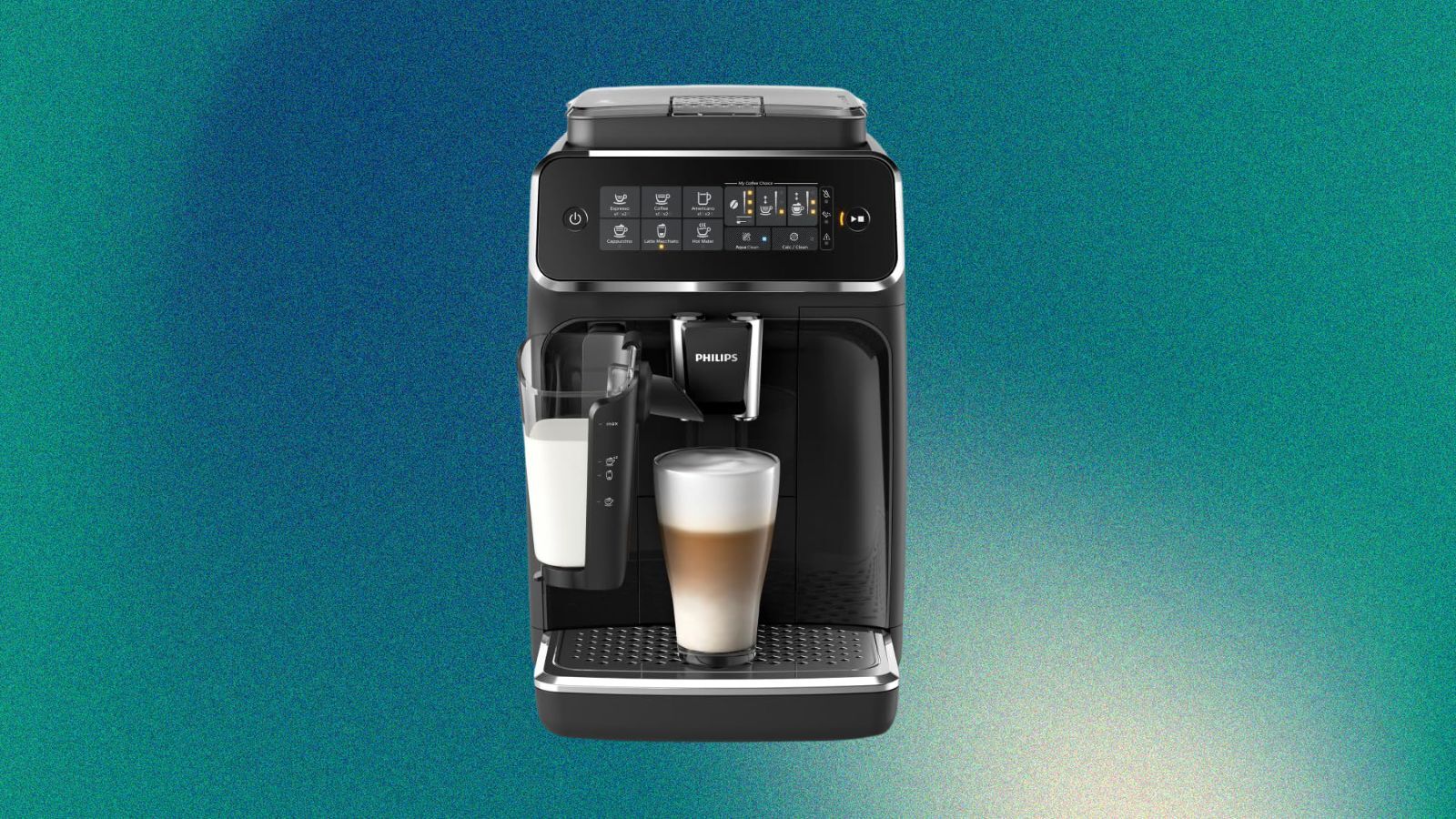 Philips coffee machine on green background