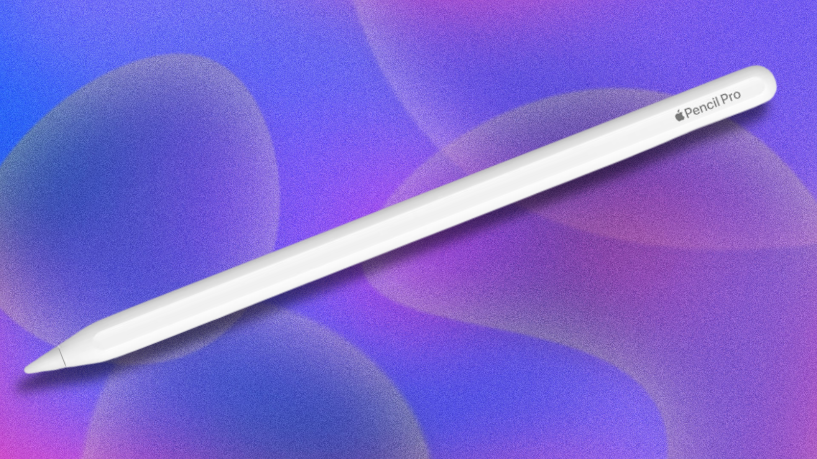 Apple Pencil Pro on purple and pink abstract background