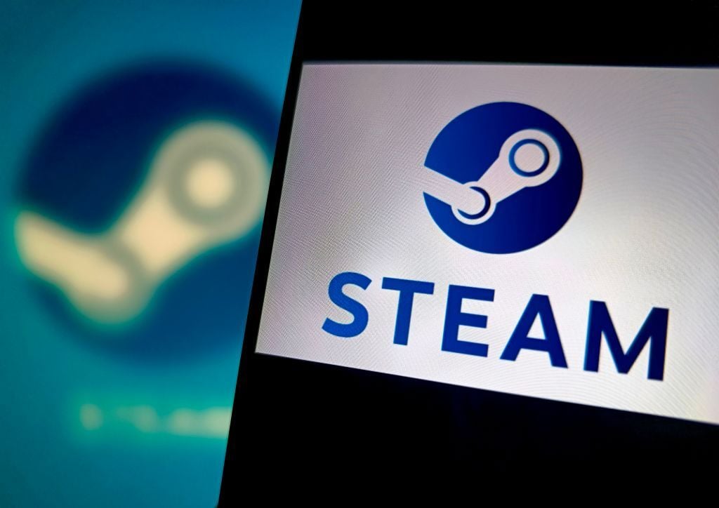 Steam logo on phone screen