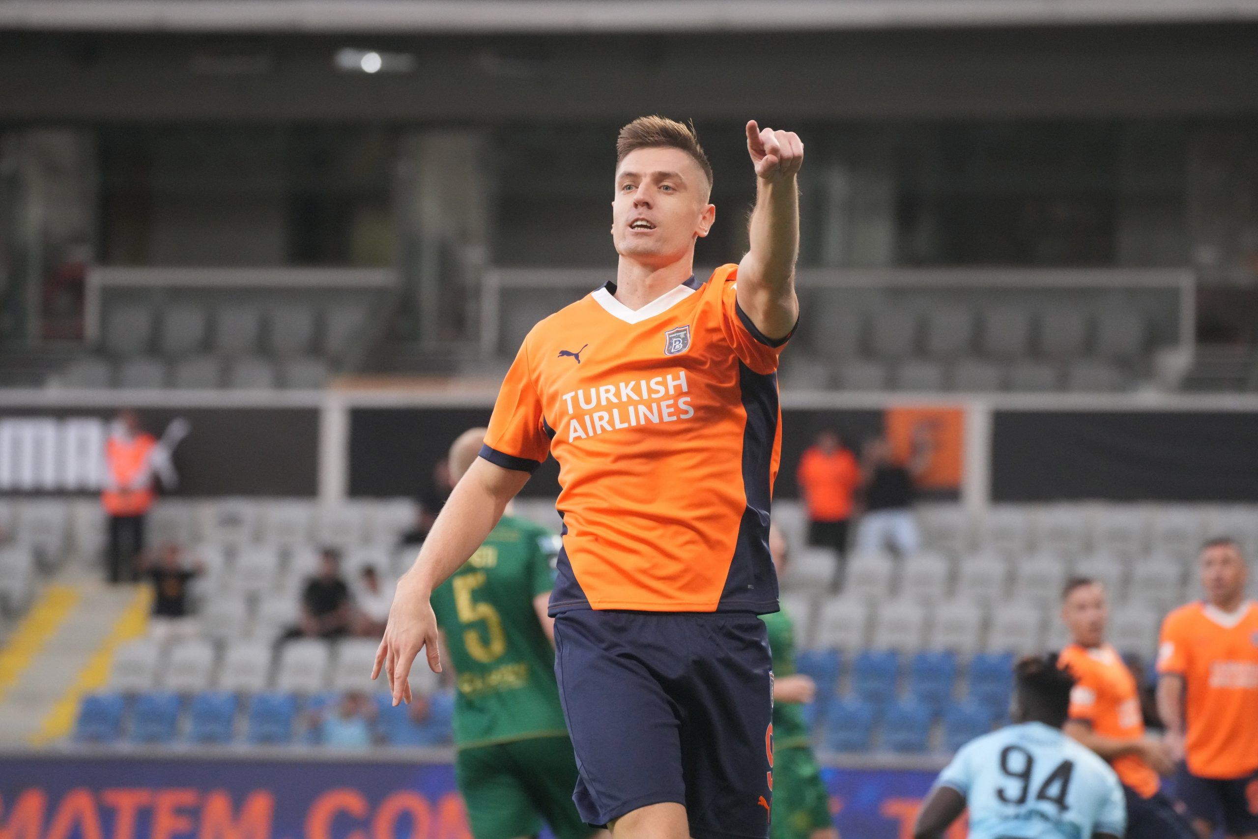 Krzysztof Piatek of Istanbul Basaksehir reacts