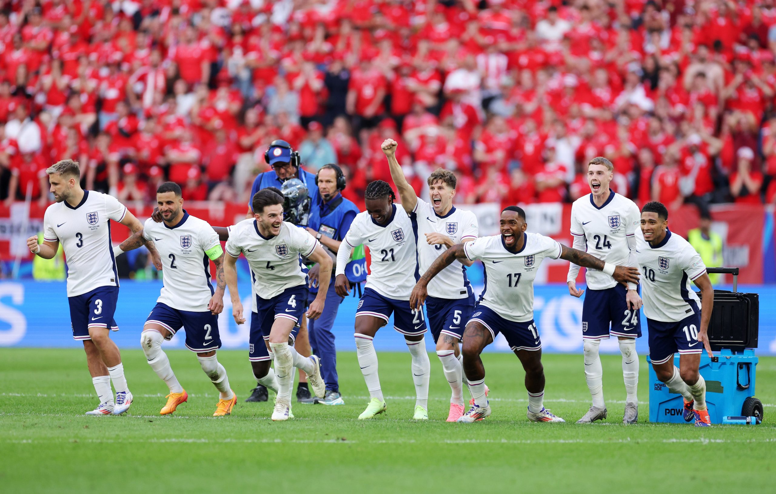 The England team celebrates