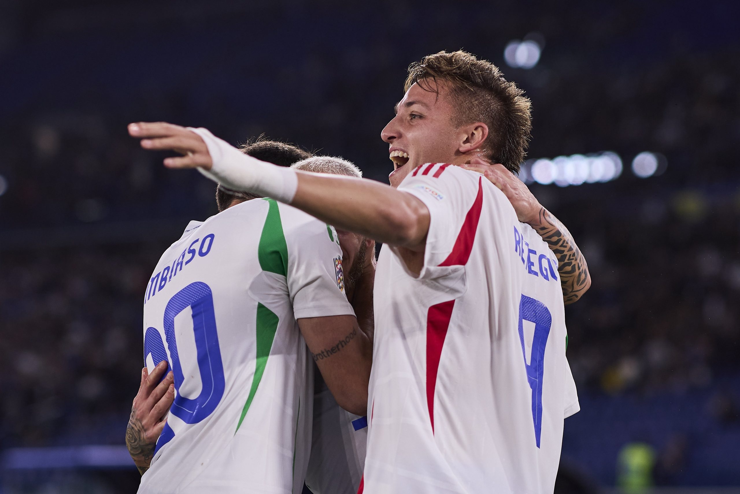 Mateo Retegui of Italy celebrates after scoring