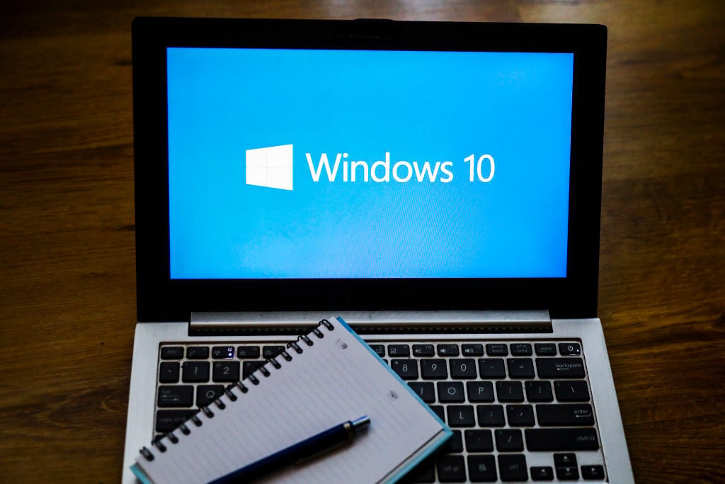 Windows 11 logo on laptop screen