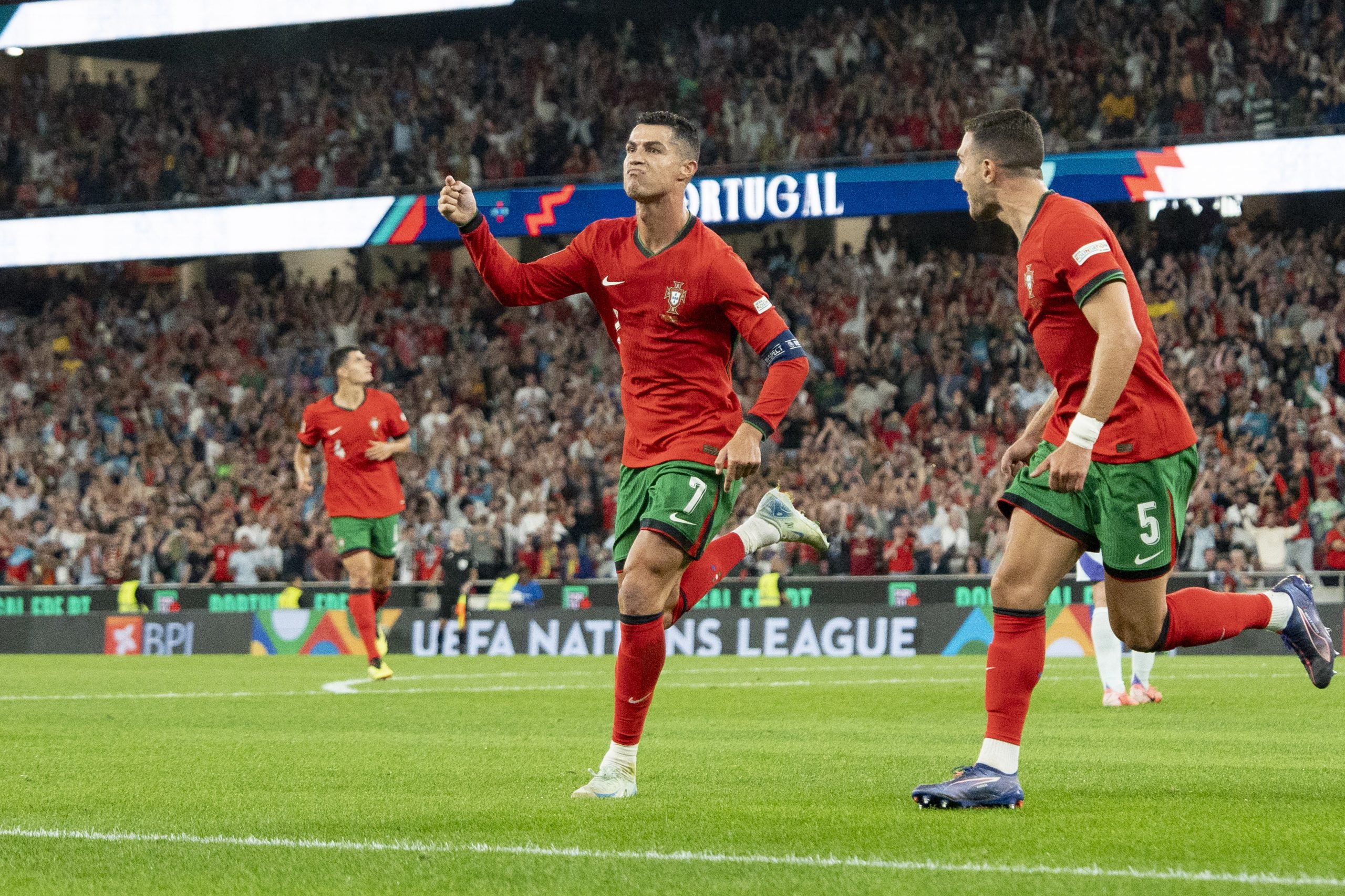 Cristiano Ronaldo of Portugal celebrates his goal