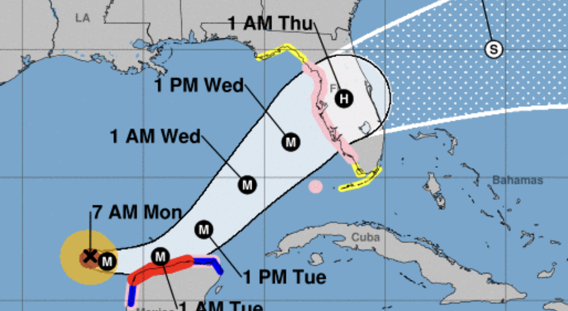 The storm track for Hurricane Milton as of Oct. 7, 2024.