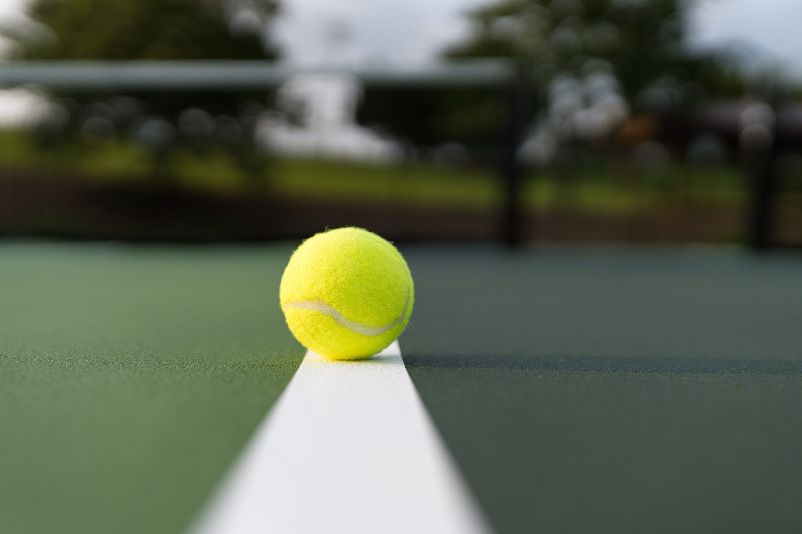 Tennis Ball and White Line