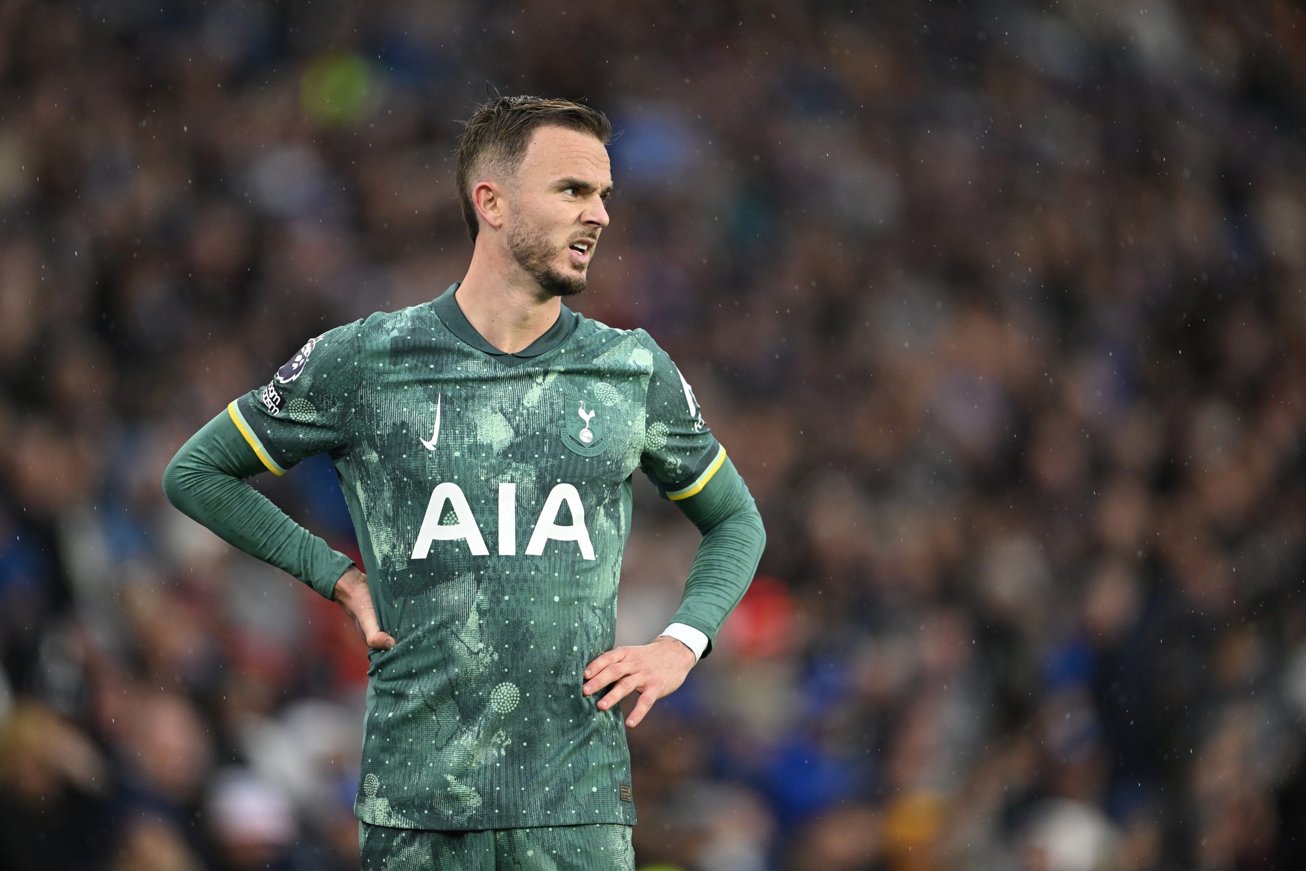 James Maddison of Tottenham Hotspur looks on