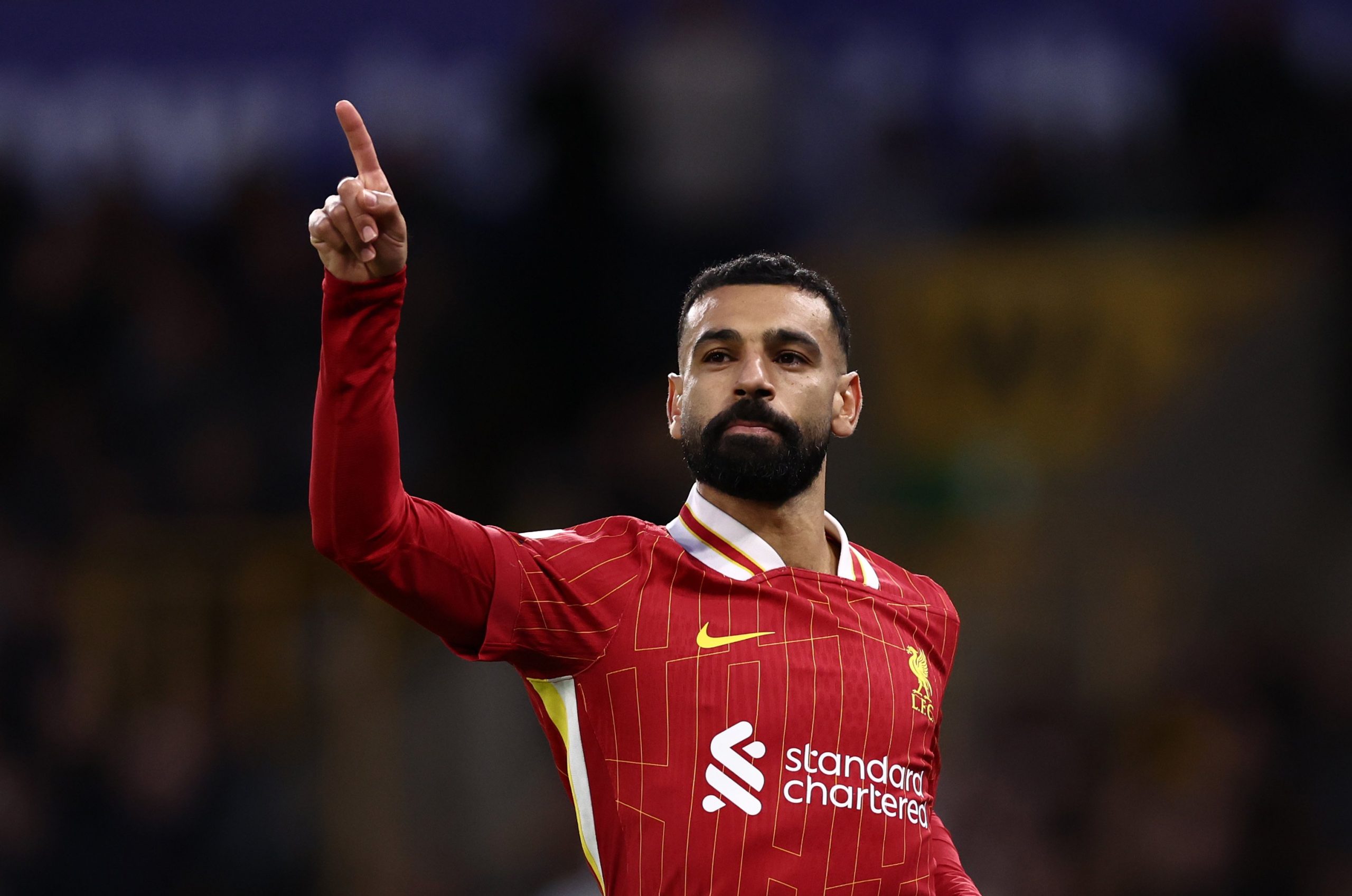 Mohamed Salah of Liverpool celebrates scoring his team's second goal