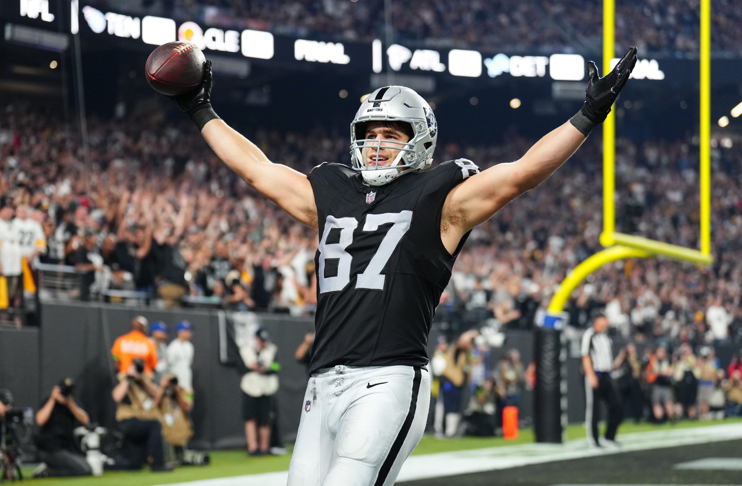 Michael Mayer of the Las Vegas Raiders celebrates