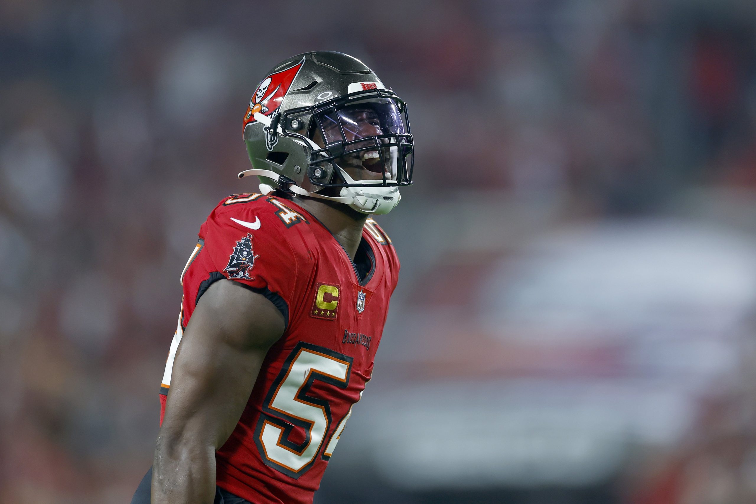 Lavonte David of the Tampa Bay Buccaneers celebrates