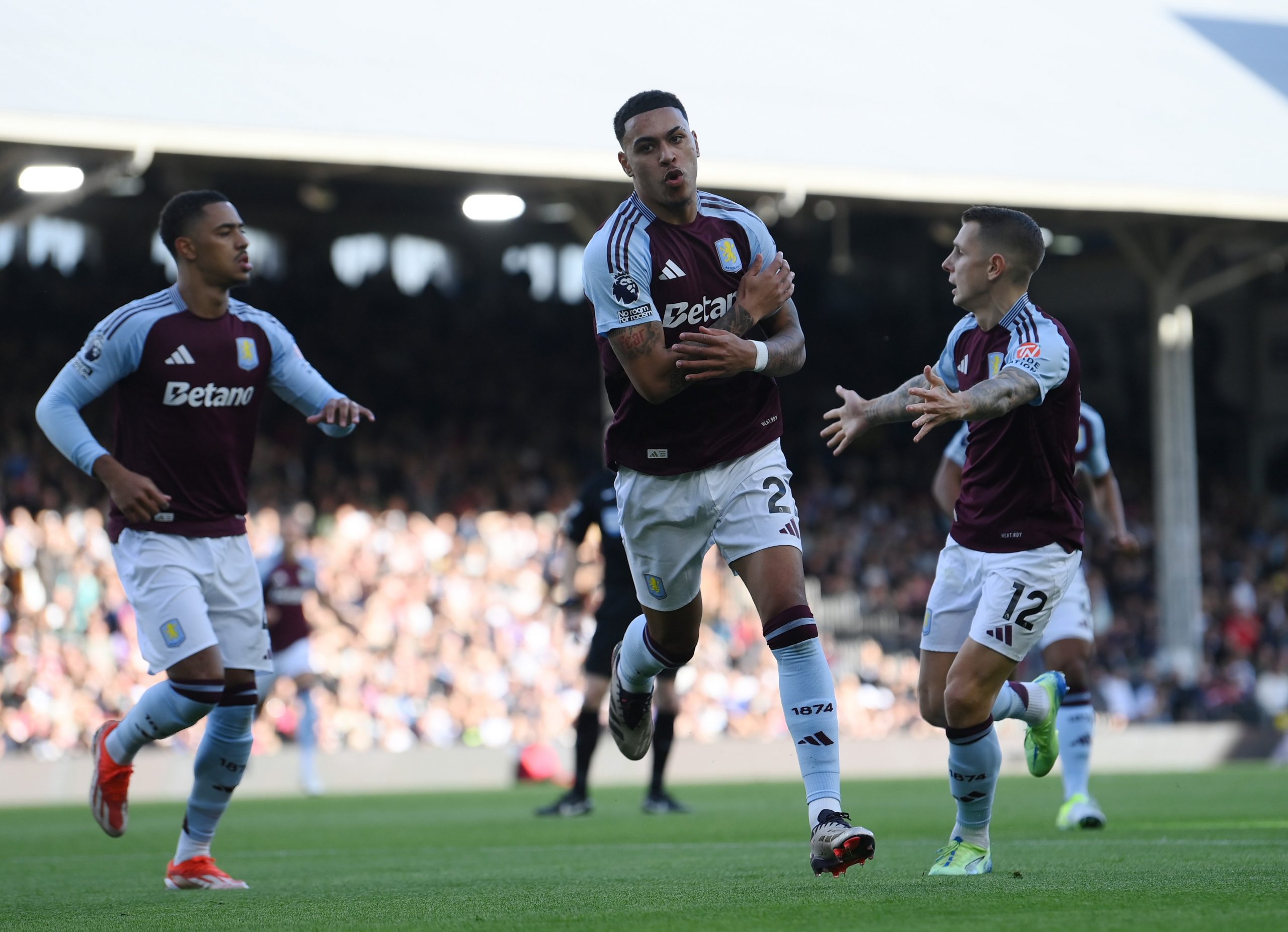 Morgan Rogers of Aston Villa celebrates