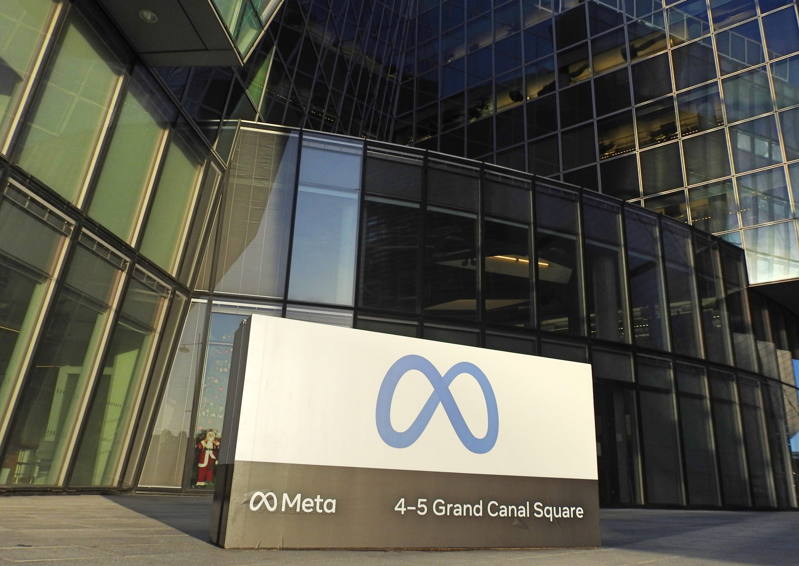 The newly named Meta and Facebook European headquarters in Dublin's Grand Canal Square.