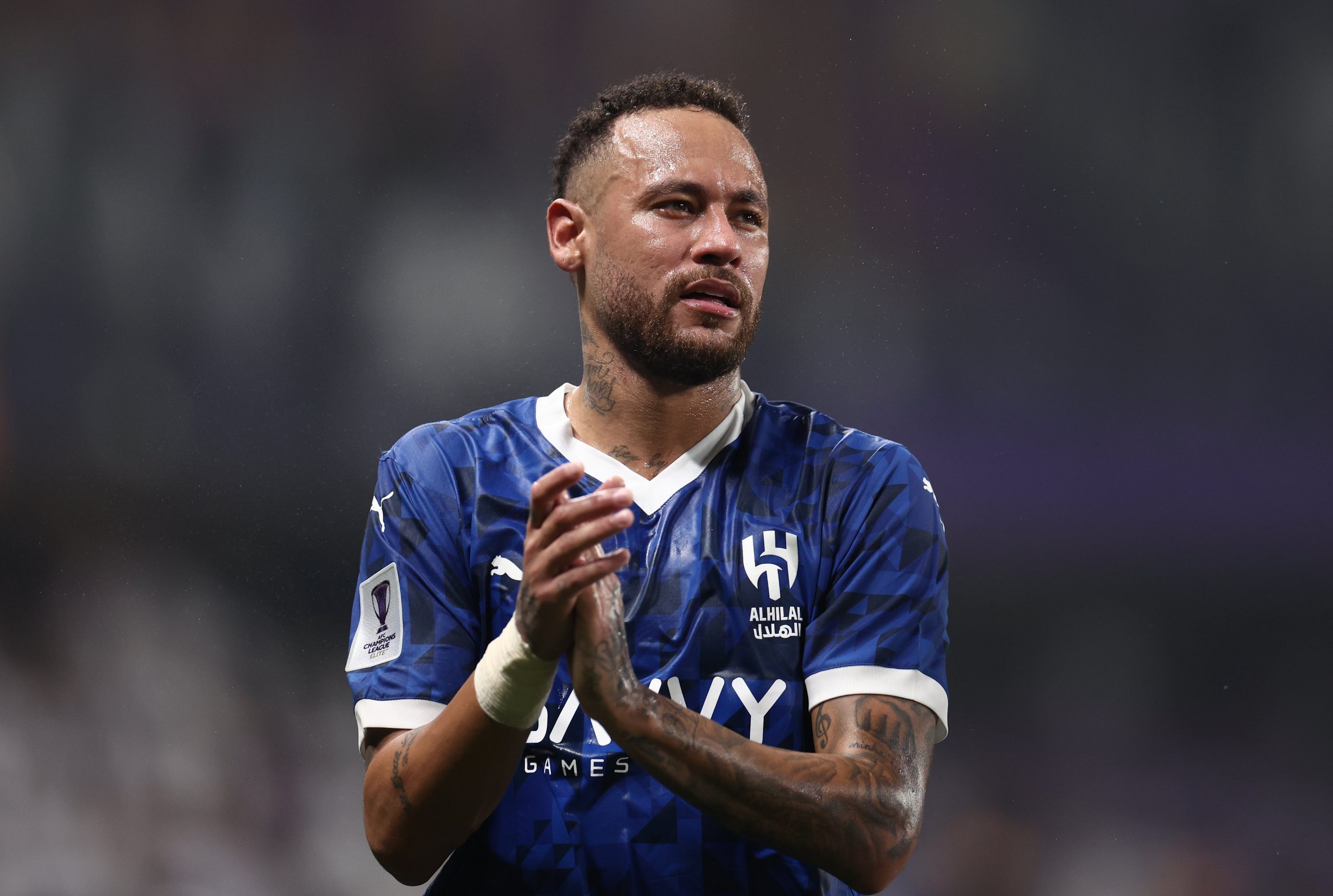 Neymar looks on after the AFC Champions League Elite match