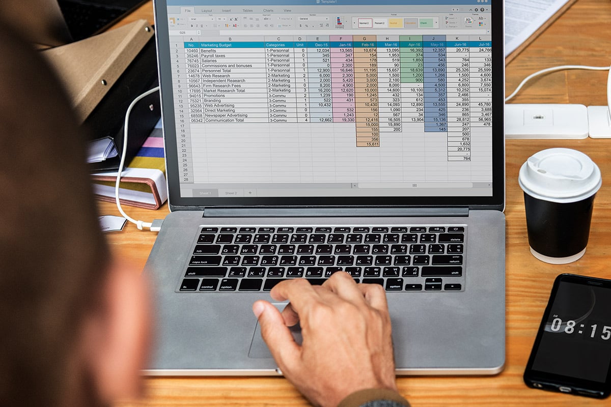 Man using microsoft excel