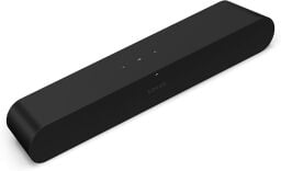 sonos ray soundbar in black set against a white background