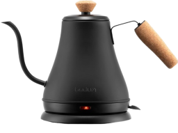 a black bodum electric kettle with a gooseneck design