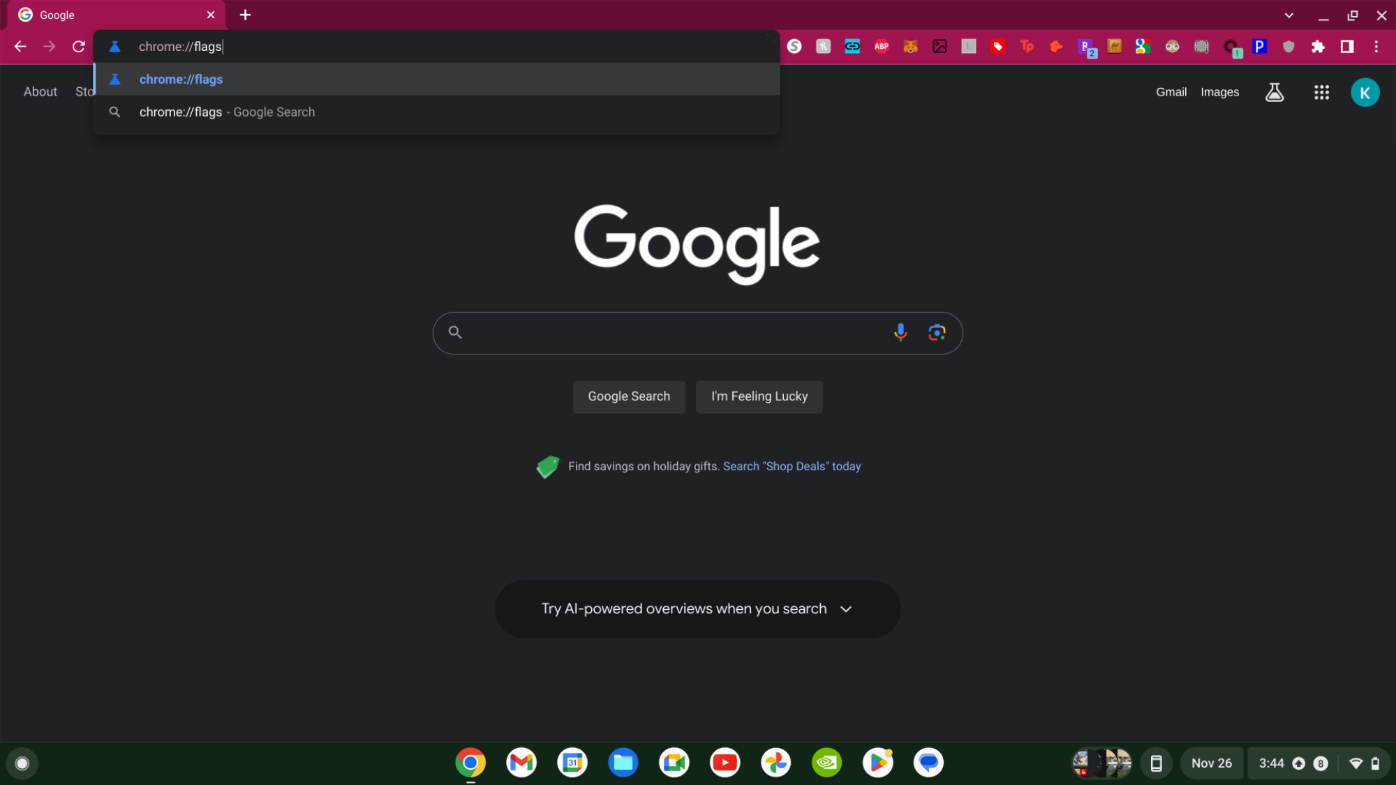 chrome://flags in Chrome browser