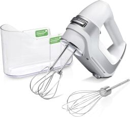 white hand mixer with wire beaters