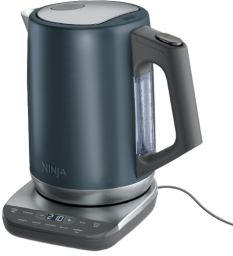 a dark blue ninja electric kettle