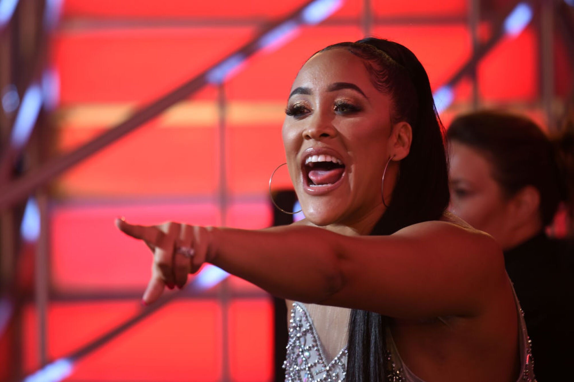 Natalie Nunn pointing at someone