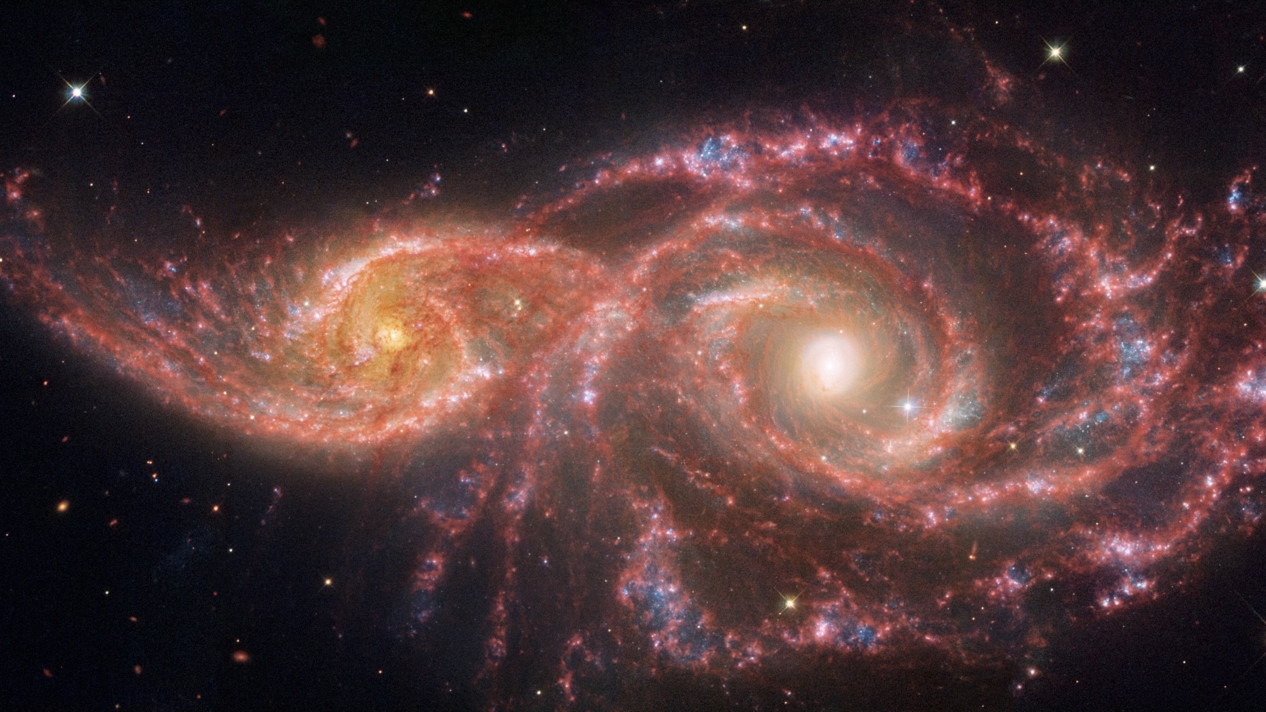 Galaxies IC 2163 and NGC 2207 on the verge of merging.