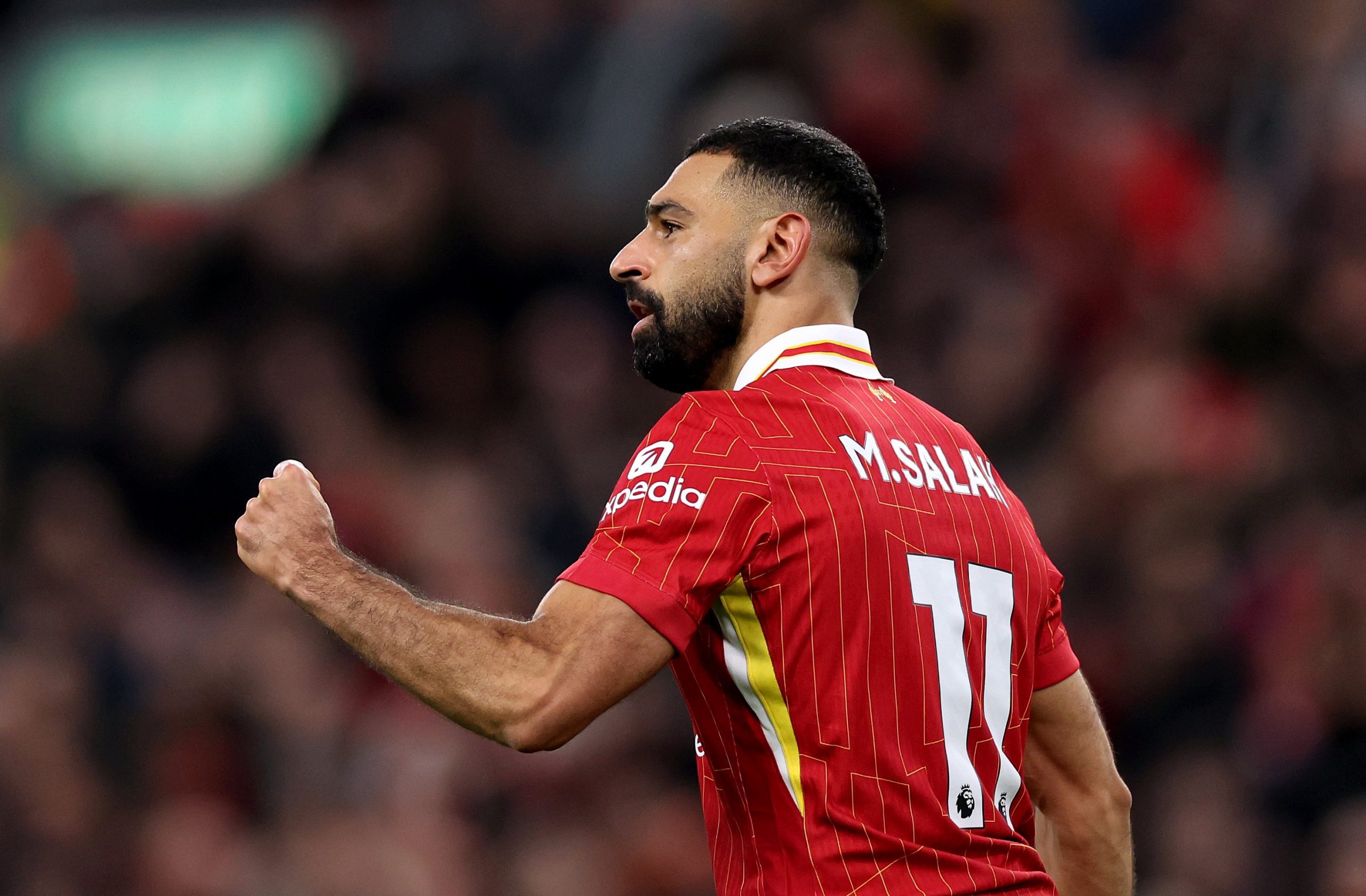 Mohamed Salah of Liverpool celebrates scoring