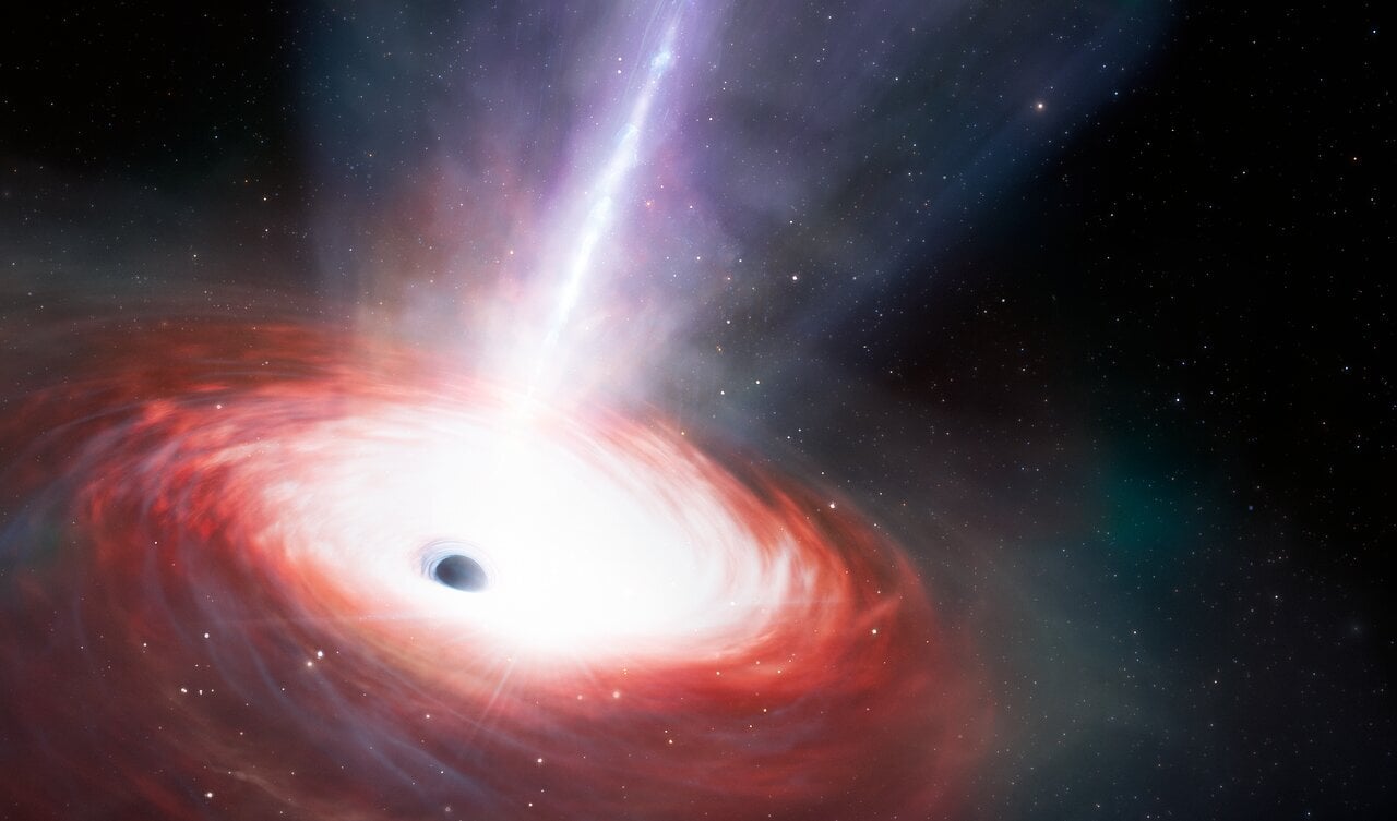 An artist's conception of the distant black hole LID-568.