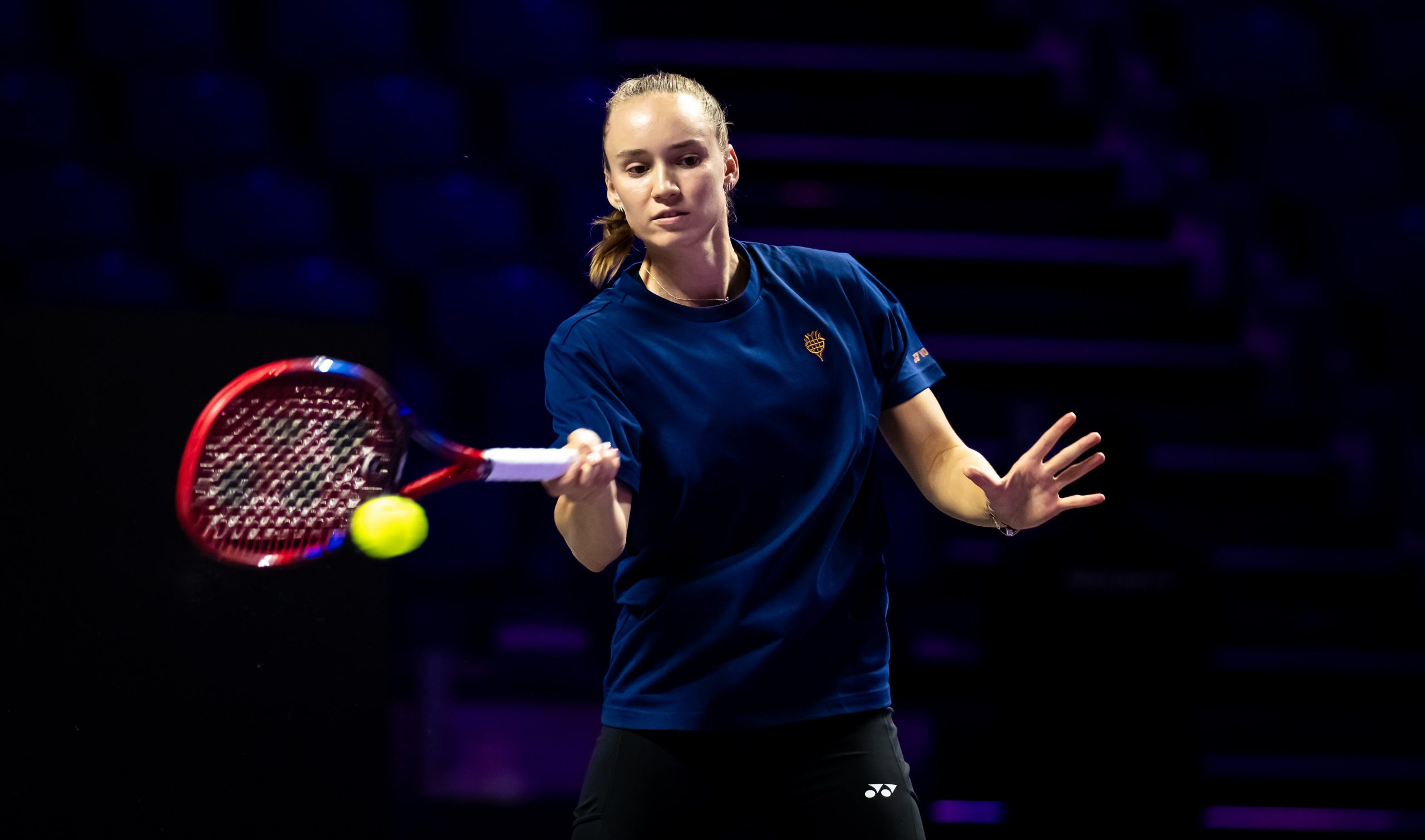 Elena Rybakina of Kazakhstan during practice