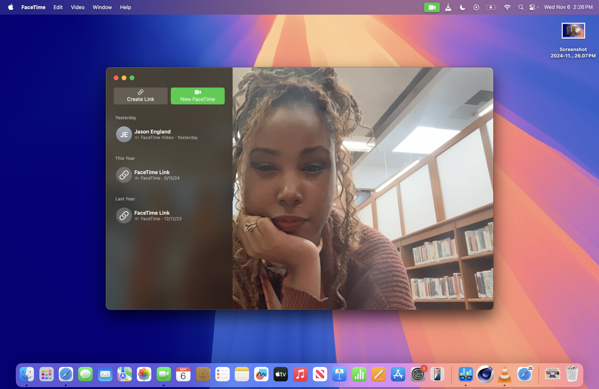 14-inch M4 MacBook Pro screenshot of FaceTime UI