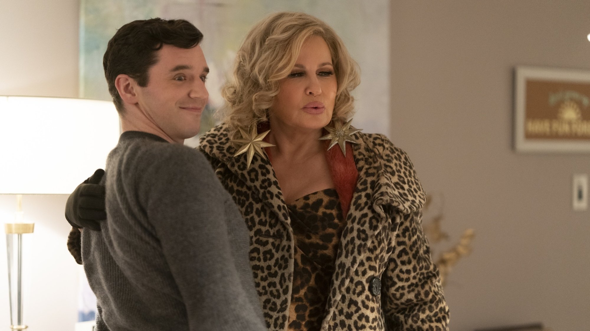 Michael Urie and Jennifer Coolidge in "Single All the Way."