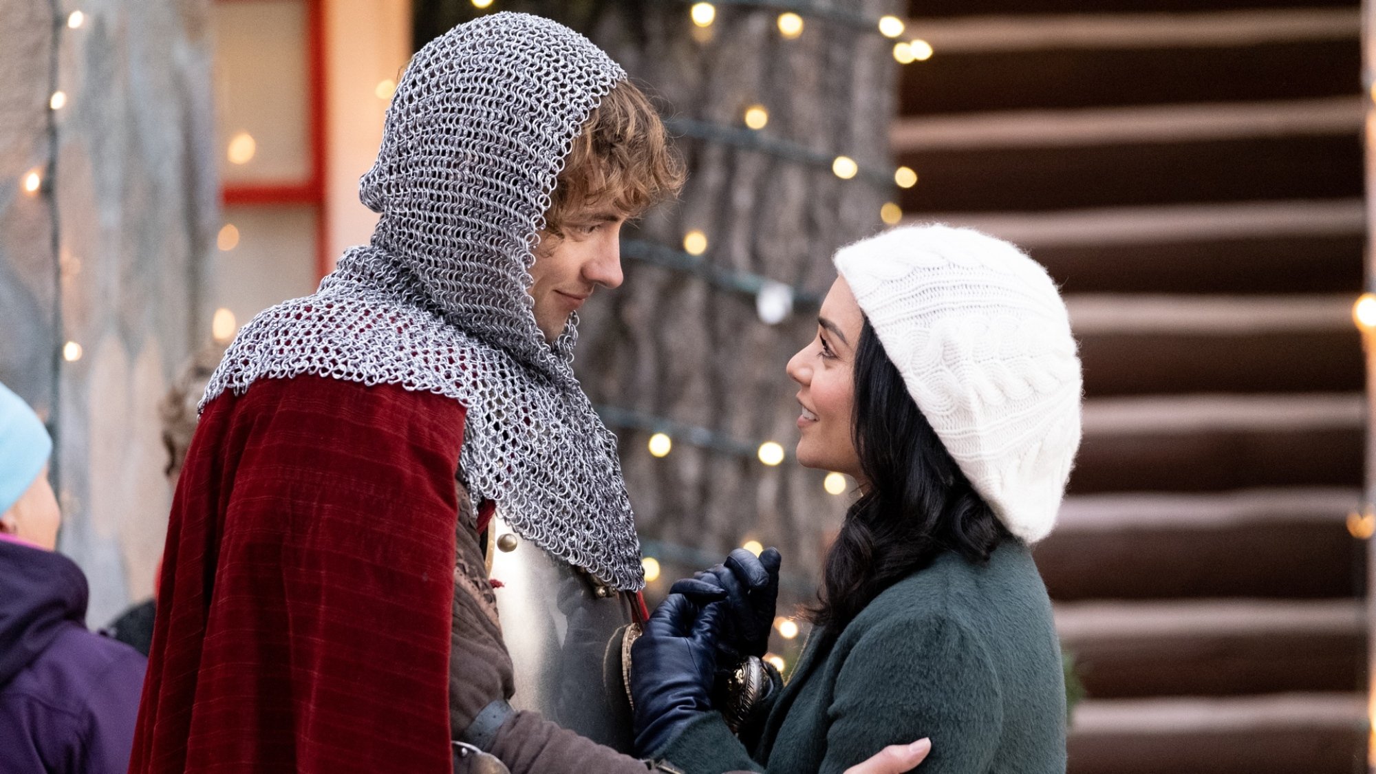 Josh Whitehouse and Vanessa Hudgens in "The Knight Before Christmas."