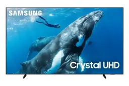 98-inch samsung crystal uhd smart tv on a white background